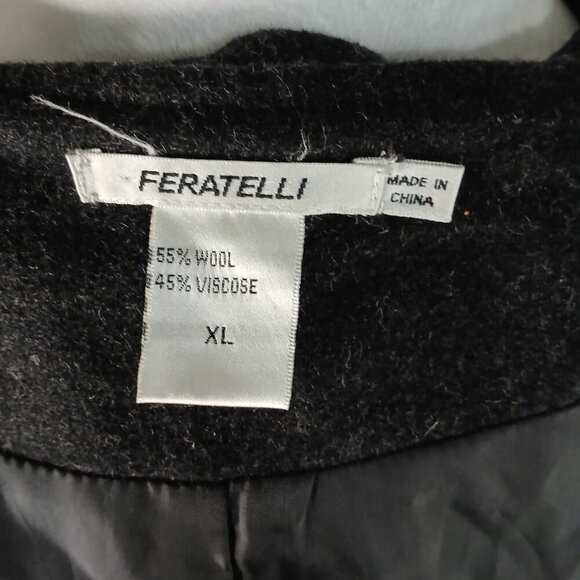 FERATELLI WOOL BLEND COCKTAIL JACKET, RUFFLED COLLAR AND CUFFS, GRAY, SIZE XL - Picture 5 of 12